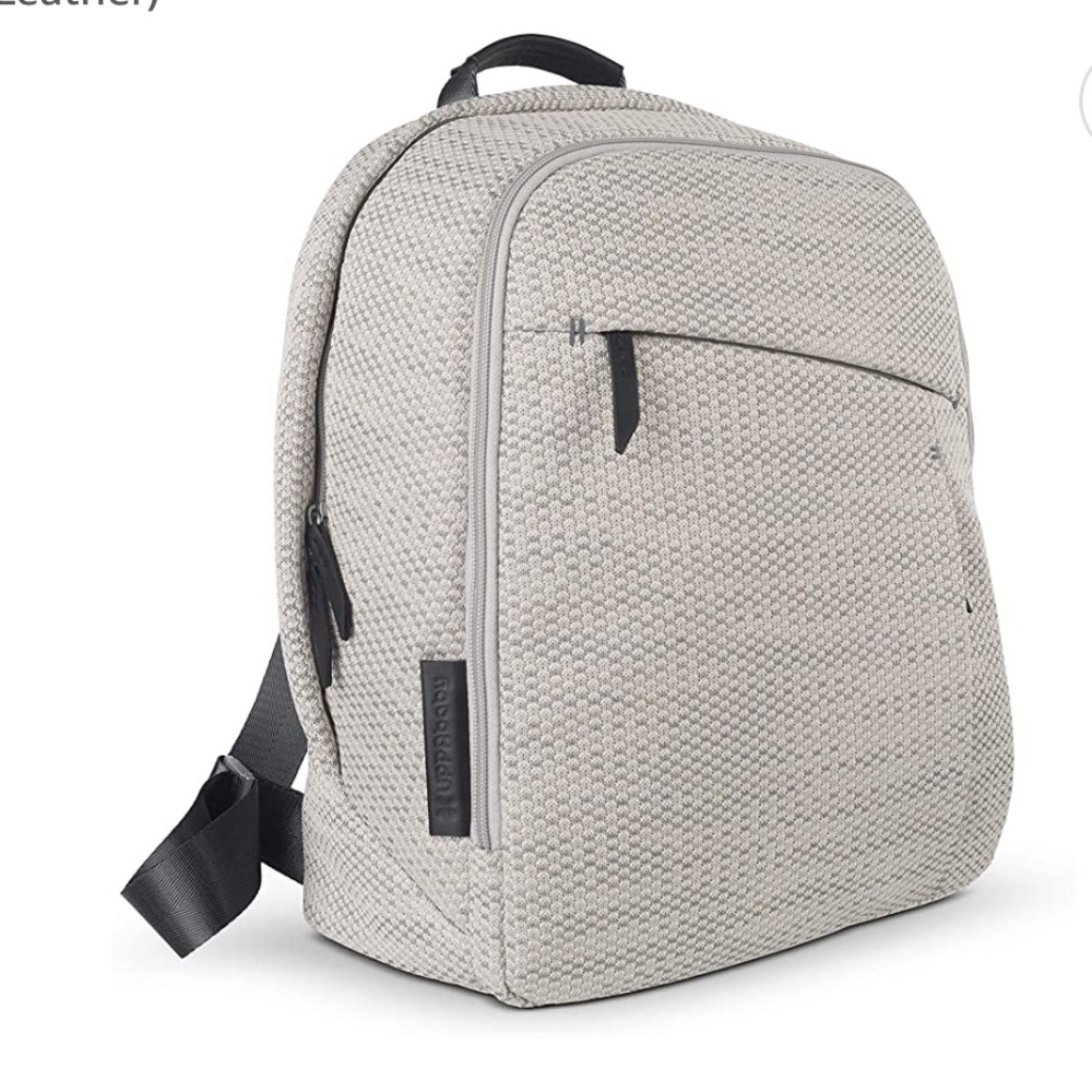 UPPAbaby Changing Backpack, Sierra Dune Knit / Black Leather gray diaper bag